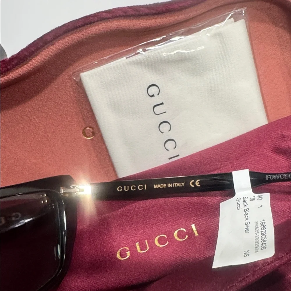 Gucci Black Rectangular Eyeglasses with Subtle Logo Accents